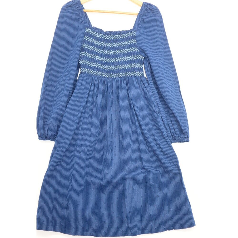 Draper James RSVP Blue Smocked Midi Dress S Babydoll Cottagecore Grannycore